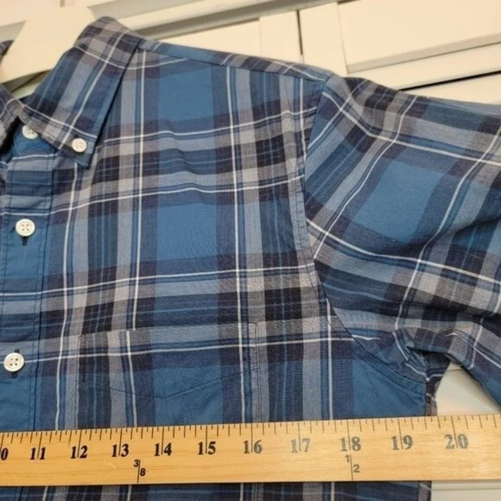 J.CREW Blue Plaid Button Up Long Sleeve Shirt Slim Fit Men's Small Cotton Oxford